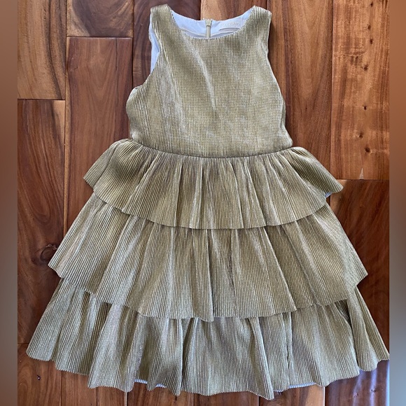 mini boden ruffle dress Mini Boden Striped Tiered Ruffle Dress Size 5-6Y pink green SEE PICS